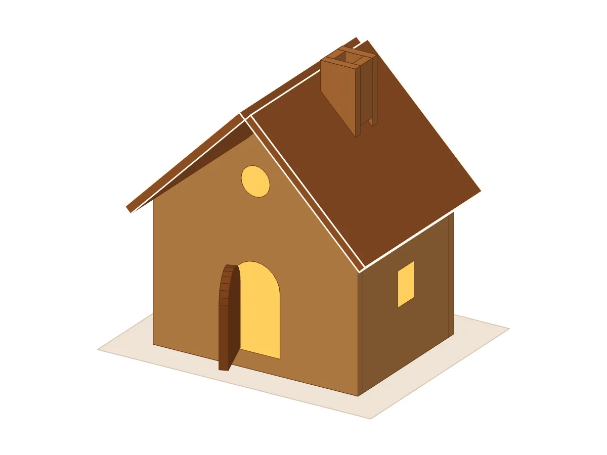 3D preview of the assembled gingerbread house
